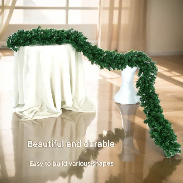 Classic Green Lush Artificial Christmas Garland - 2.7m Green Pine Vine with 280 Tips for Holiday Decor - Mekamart Australia