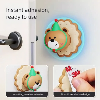 4 Pcs Yellow Adorable Bear Wall Protector - Multi-Use Self-Adhesive Door Stopper Bumper - Mekamart Australia