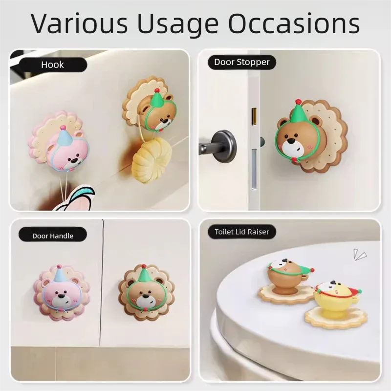 4 Pcs Yellow Adorable Bear Wall Protector - Multi-Use Self-Adhesive Door Stopper Bumper - Mekamart Australia