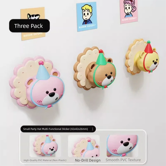 3 Pcs (Pink + Brown + Yellow) Adorable Bear Wall Protector - Multi-Use Self-Adhesive Door Stopper Bumper - Mekamart Australia