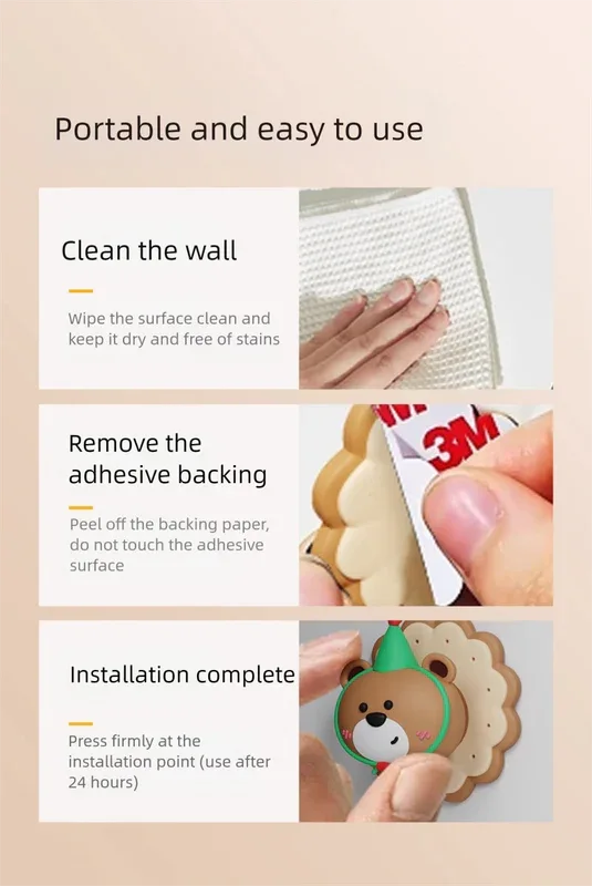 3 Pcs (Pink + Brown + Yellow) Adorable Bear Wall Protector - Multi-Use Self-Adhesive Door Stopper Bumper - Mekamart Australia