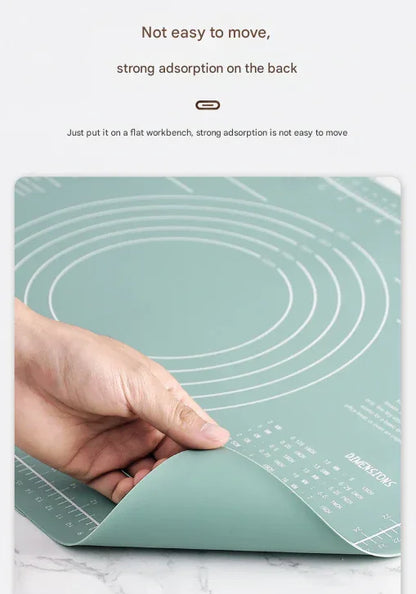 Green 3-Piece Silicone Baking Set - Non-Stick Pastry Mat with Measurements, Rolling Pin & Dough Scraper - Mekamart Australia