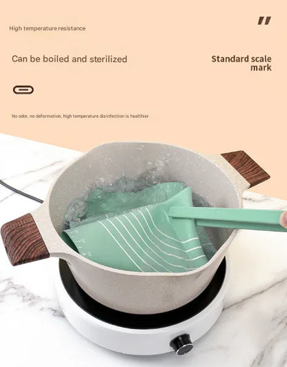 Green 3-Piece Silicone Baking Set - Non-Stick Pastry Mat with Measurements, Rolling Pin & Dough Scraper - Mekamart Australia