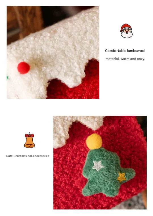 Red and White Luxe Plush Christmas Gift Box - Decorative Holiday Treat Box with Snowy Trim - Mekamart Australia