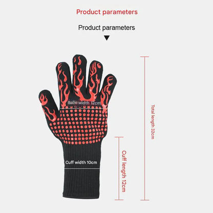 Blue Flame Pattern Extreme Heat Resistant BBQ Gloves - 500°C Flame Design Oven Gloves with Non-Slip Silicone Grip - Mekamart Australia
