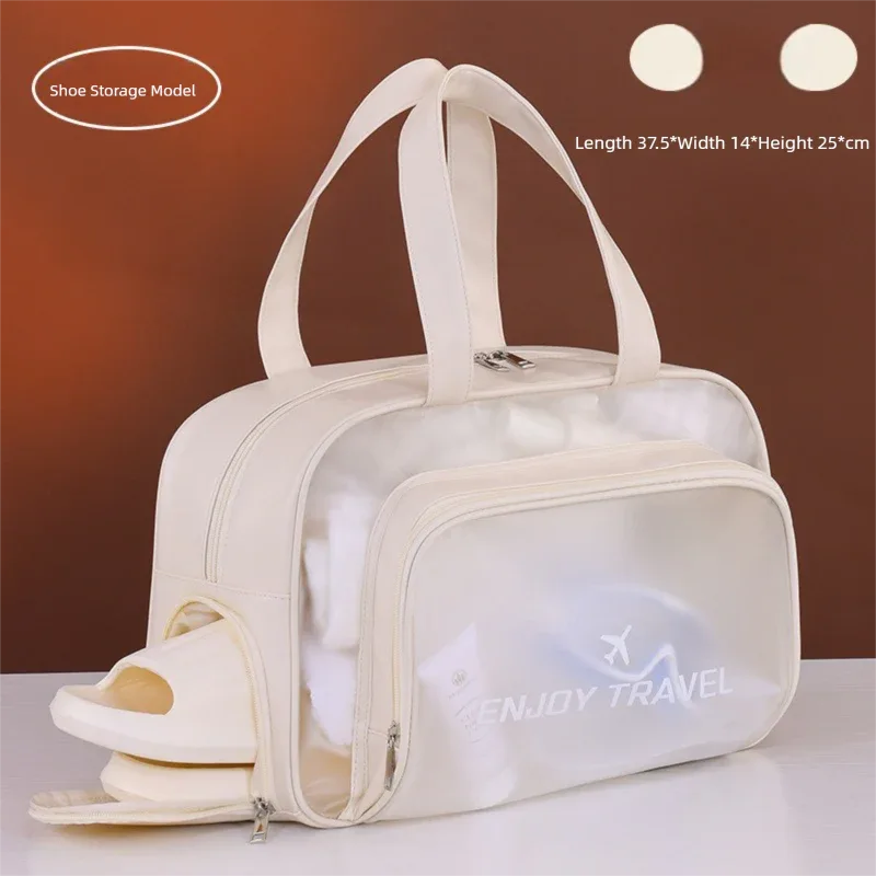 Beige Waterproof Wet Dry Separation Travel Bag - Gym, Beach, Swim, Sports Tote with Shoe Compartment(Filming props are not included) - Mekamart Australia