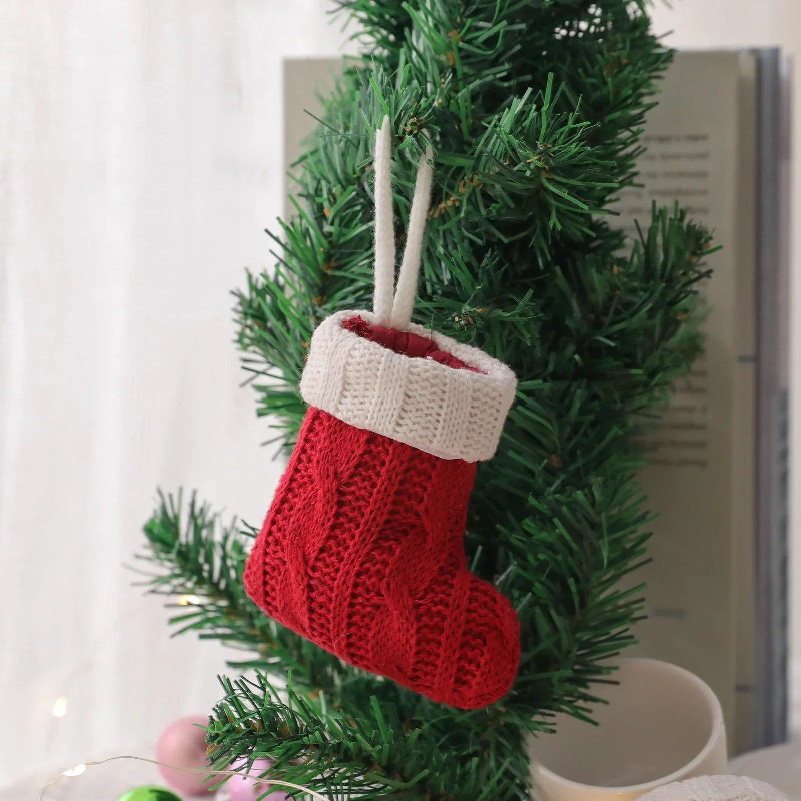 Christmas Decoration Mini Knitted Stockings Cutlery Holders 8 Pack for Home Party Decor(Tableware not included) - Mekamart Australia
