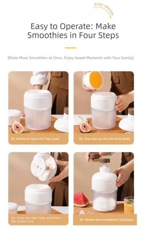 Manual Ice Shaver Machine Portable Hand-Crank Snow Cone Maker for Home Use with 2 Ice Cube Molds - Mekamart Australia
