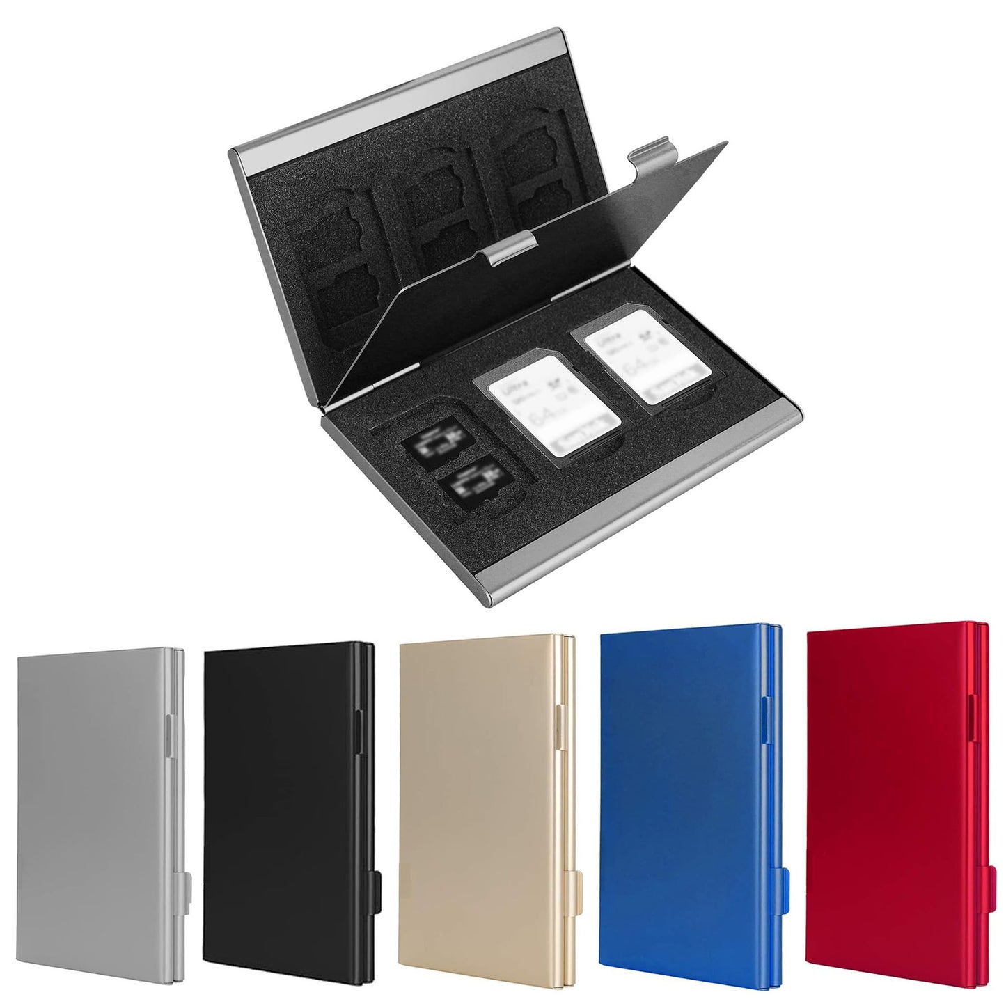 Silver High-Quality Aluminum SD & TF Card Case – Premium Storage Solution for Memory Cards(Memory card not included)