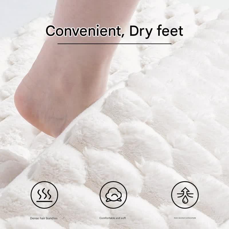 Luxury Plush Memory Foam Bath Mat with Foot Drying Panel - Super Absorbent & Non-Slip Bathroom Rug(Checkered gray) - Mekamart Australia