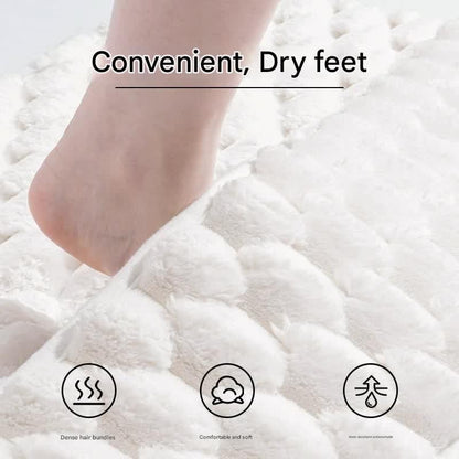 Luxury Plush Memory Foam Bath Mat with Foot Drying Panel - Super Absorbent & Non-Slip Bathroom Rug(Checkered gray) - Mekamart Australia