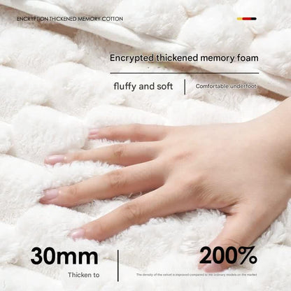 Luxury Plush Memory Foam Bath Mat with Foot Drying Panel - Super Absorbent & Non-Slip Bathroom Rug(Checkered gray) - Mekamart Australia