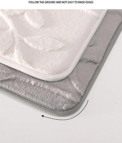 Plush Embossed Leaf Bath Mat - Ultra Soft, Absorbent & Non-Slip Bathroom Rug(Dark gray 50*80㎝) - Mekamart Australia