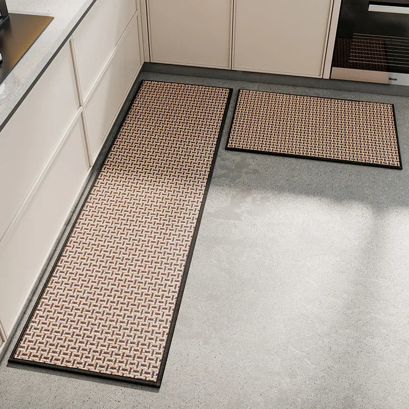Absorbent & Dirt-Resistant Woven Kitchen Mat - Non-Slip Runner Rug for Home(Interlocking Black) - Mekamart Australia