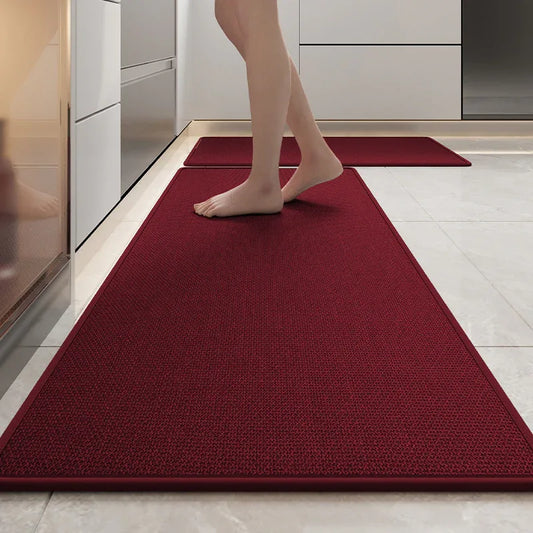 Absorbent & Dirt-Resistant Woven Kitchen Mat - Non-Slip Runner Rug for Home(Style Woven Red) - Mekamart Australia