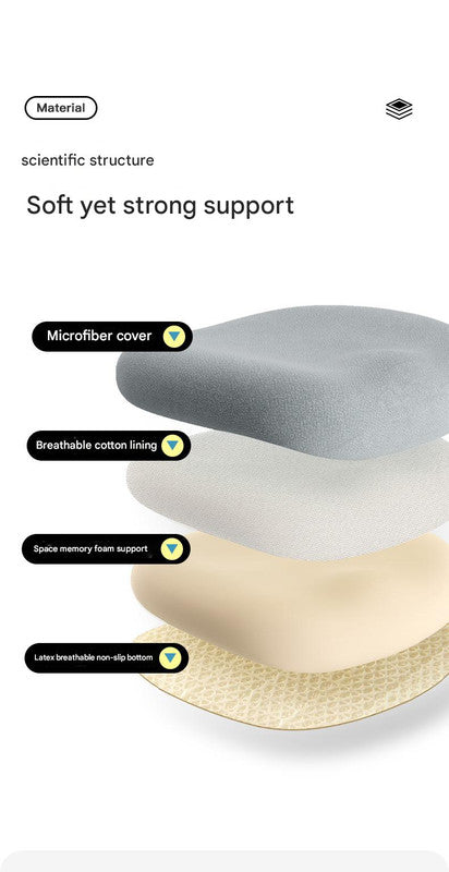 Memory Foam Student Seat Cushion - Pressure Relief, Non-Slip with Adjustable Straps for Healthy Posture(Astronaut Gray 36x34cm)
