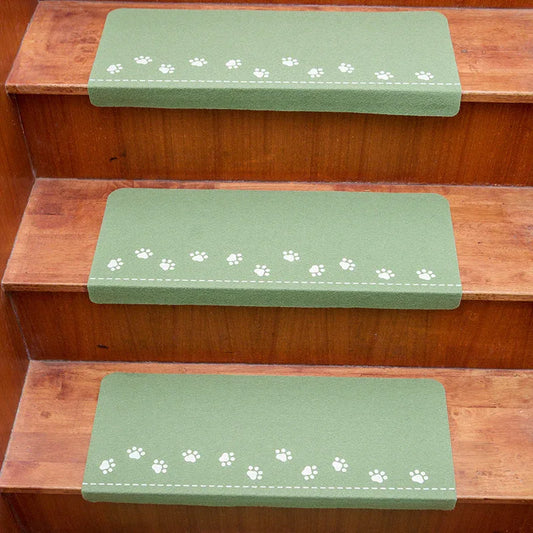 3-Pack Green Non-Slip Luminous Stair Treads - Self-Adhesive Pet Paw Print Stair Mats 55x22x4.5cm - Mekamart Australia