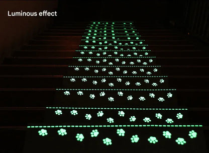 3-Pack Green Non-Slip Luminous Stair Treads - Self-Adhesive Pet Paw Print Stair Mats 55x22x4.5cm - Mekamart Australia