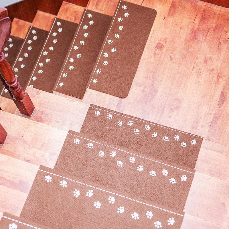 3-Pack Brown Non-Slip Luminous Stair Treads - Self-Adhesive Pet Paw Print Stair Mats 55x22x4.5cm - Mekamart Australia