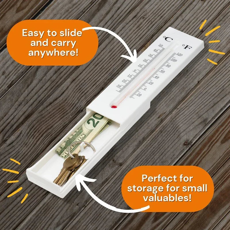 2-Pack Outdoor Fake Thermometer Diversion Safe - Hidden Key, Money, Medicine Hiding Box - Mekamart Australia