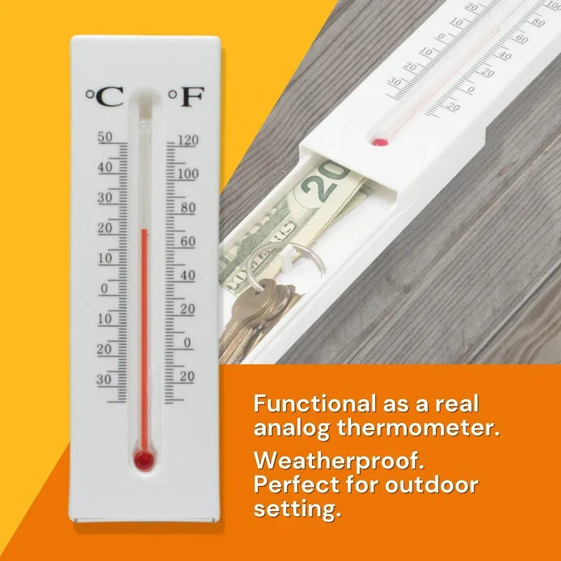 2-Pack Outdoor Fake Thermometer Diversion Safe - Hidden Key, Money, Medicine Hiding Box - Mekamart Australia