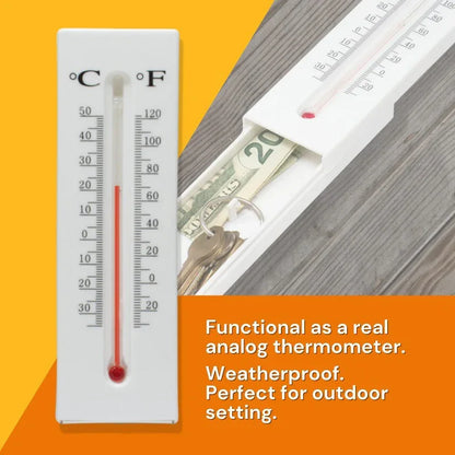 2-Pack Outdoor Fake Thermometer Diversion Safe - Hidden Key, Money, Medicine Hiding Box - Mekamart Australia