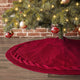 Festive Knit Christmas Tree Skirt - Acrylic Red Tree Mat with Pom-Poms 122cm - Mekamart Australia