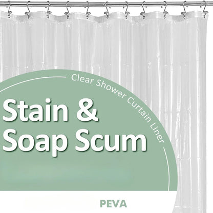 Heavy-Duty Clear PEVA Shower Curtain Liner with 3 Magnets - Waterproof & Easy-Clean Bathroom Liner with Hooks - Mekamart Australia