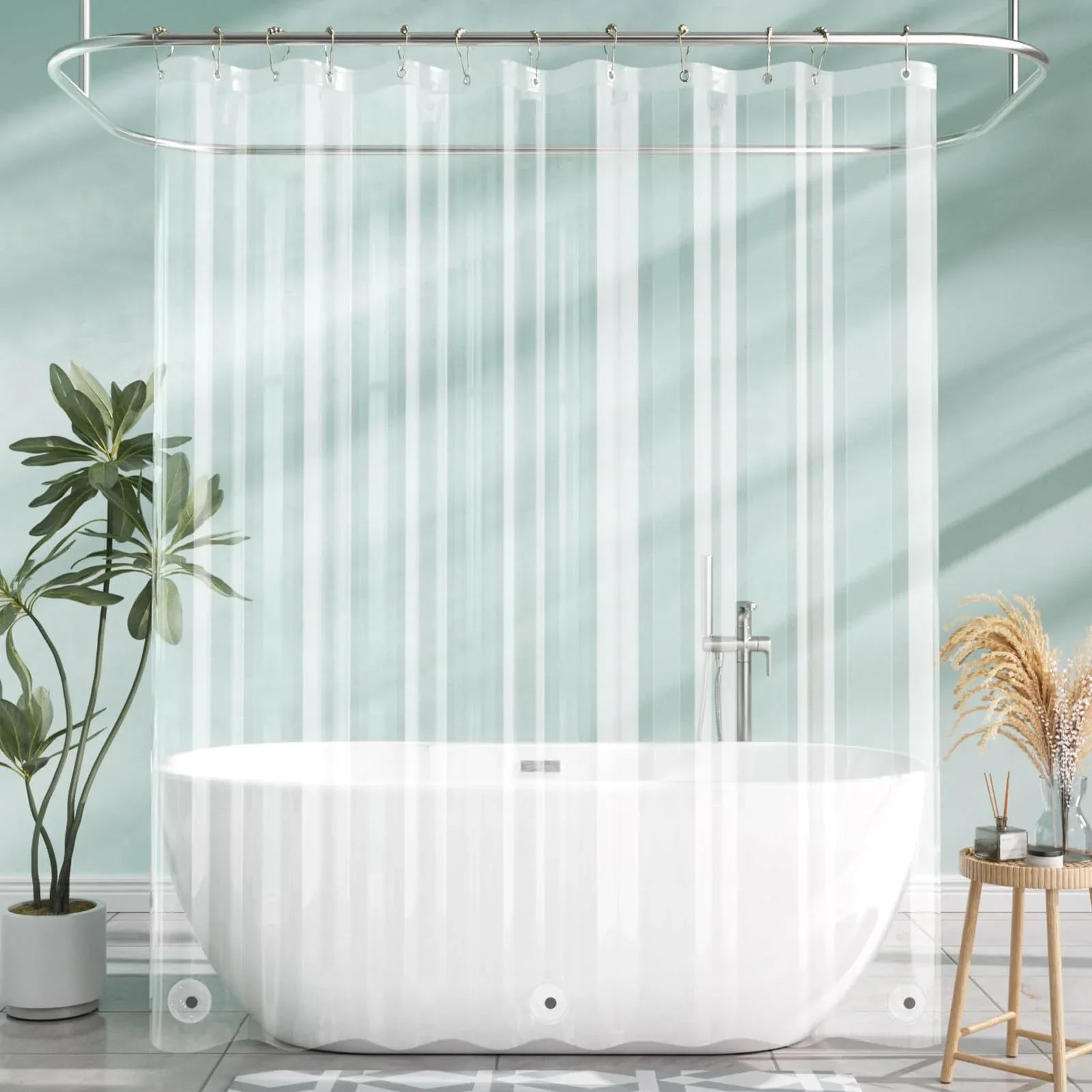 Heavy-Duty Clear PEVA Shower Curtain Liner with 3 Magnets - Waterproof & Easy-Clean Bathroom Liner with Hooks - Mekamart Australia