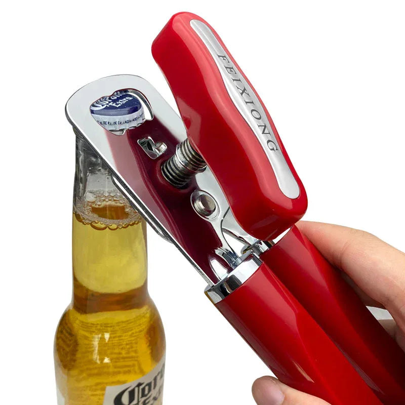 Red (2-Pack) Heavy-Duty Manual Can Opener - Ergonomic 3-in-1 Tool with Stainless Steel Cutter & Bottle Opener - Mekamart Australia