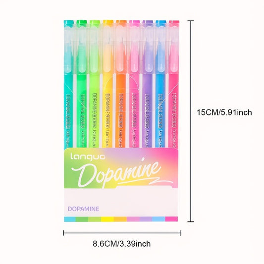 Colorful Black 9PCS/Set Languo Dopamine Gel Pen Set - Vibrant Multi-Color Writing Instruments for Creativity