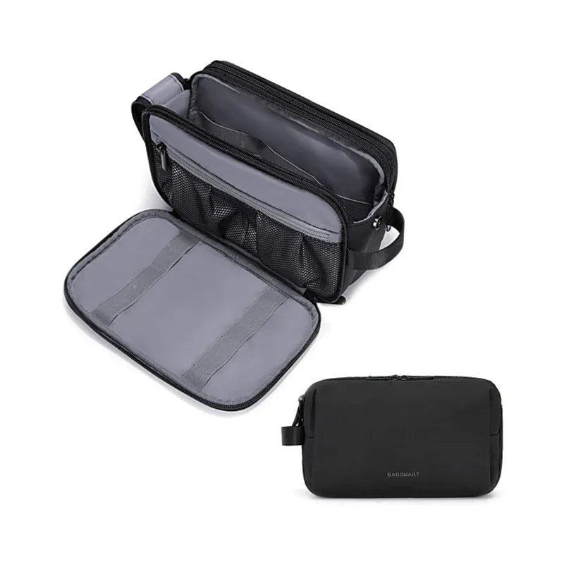 Black Large Capacity Travel Toiletry Bag - Splash-Proof Organizer for Men's Business Trips & Swimming (24x11.7x16 cm) - Mekamart Australia