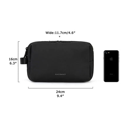 Black Large Capacity Travel Toiletry Bag - Splash-Proof Organizer for Men's Business Trips & Swimming (24x11.7x16 cm) - Mekamart Australia