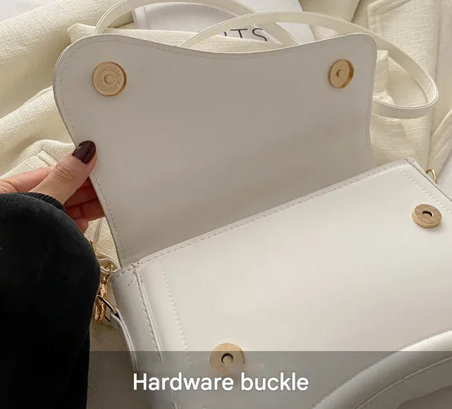 White Minimalist Chic Shoulder Bag - Simple Crossbody Handbag for Women (24.5x6x16.5 cm, 0.3KG) - Mekamart Australia