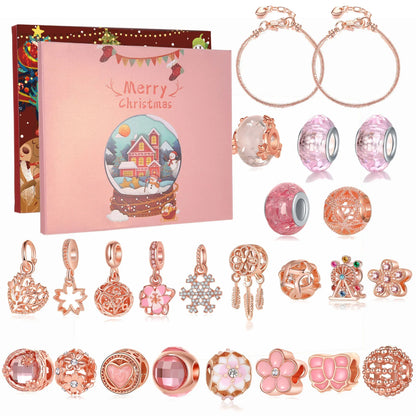 Christmas Advent Calendar DIY Charm Bracelet Kit Rose Gold Jewellery Making Blind Box Gift Set for Girls and Teens - Mekamart Australia