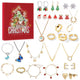 Santa Claus Edition Christmas Jewellery Advent Calendar 24 Day Countdown Blind Box Set Includes Earrings Rings Necklaces and Bracelets Festive Gift for Her - Mekamart Australia