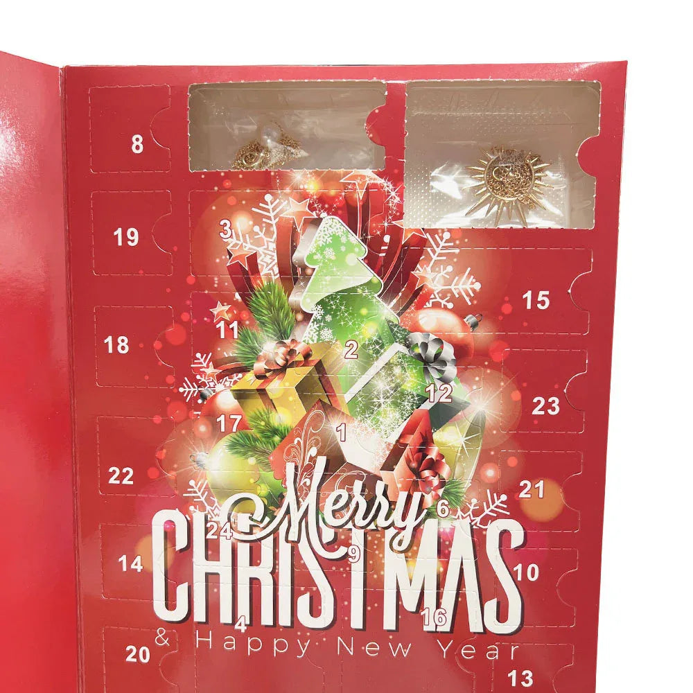 Christmas Jewellery Advent Calendar 24 Day Countdown Blind Box Set Includes Earrings Rings Necklaces and Bracelets Festive Gift for Her - Mekamart Australia