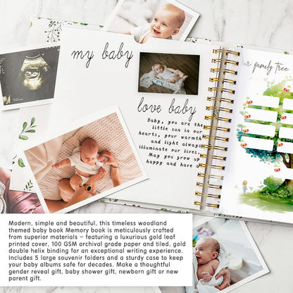 Bunny Printed Baby Memory Book with Gift Box Hardcover Milestone Journal Your First Years Story Cute Bunny Theme for Boys Girls Pregnancy to Toddler Keepsake