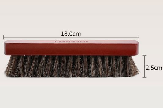 2 Pack Brown 18*5cm Premium Horsehair Shoe Brush Set Solid Wood Handle Soft Bristles Leather Care Kit for Polishing Boots Bags and Car Seats