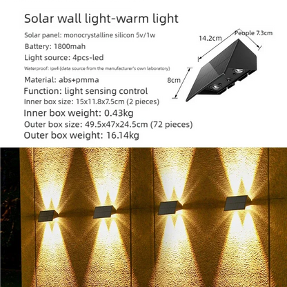 Solar Powered Up and Down Wall Light(yellow light) - Mekamart Australia