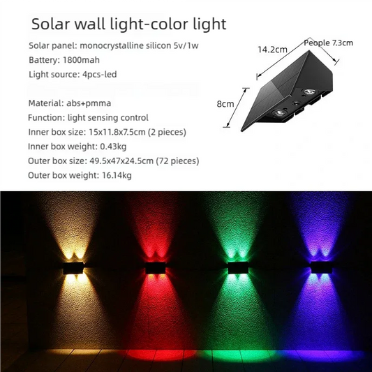 Solar Powered Up and Down Wall Light(colorful light) - Mekamart Australia