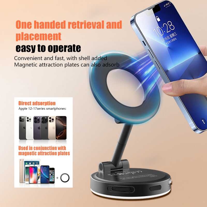 White 2-in-1 Folding Portable Selfie Light and Magnetic Phone Stand - Vlogging Ring Light with Adjustable Kickstand, Three-Color Soft Light &  USB Rechargeable