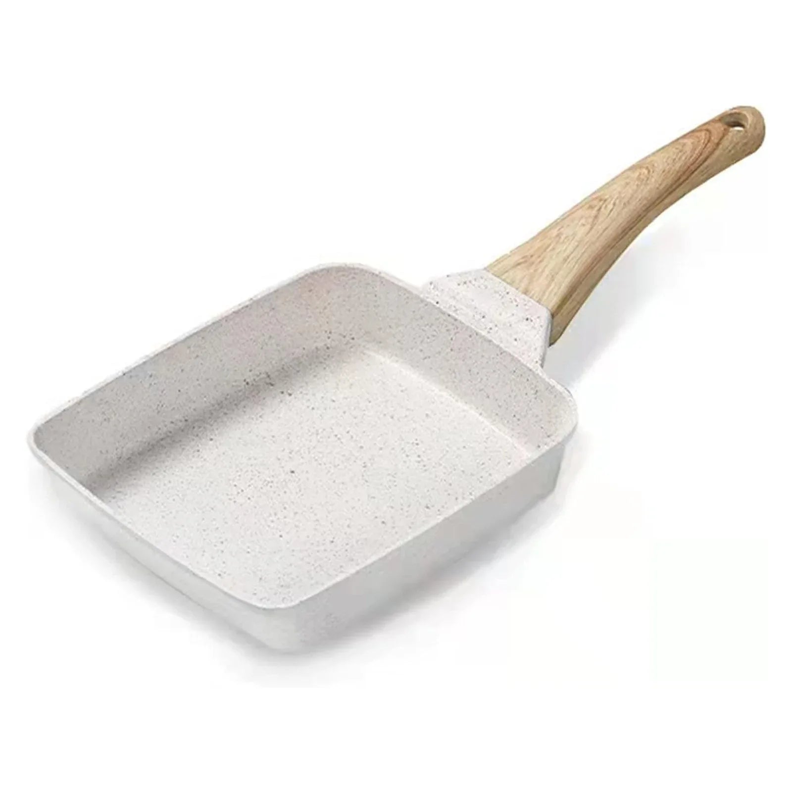 White Rectangular Non-Stick Frying Pan 19×14×4cm - Open, Induction & Gas Compatible - Mekamart Australia
