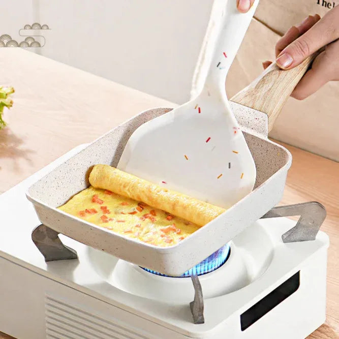 White Rectangular Non-Stick Frying Pan 19×14×4cm - Open, Induction & Gas Compatible - Mekamart Australia