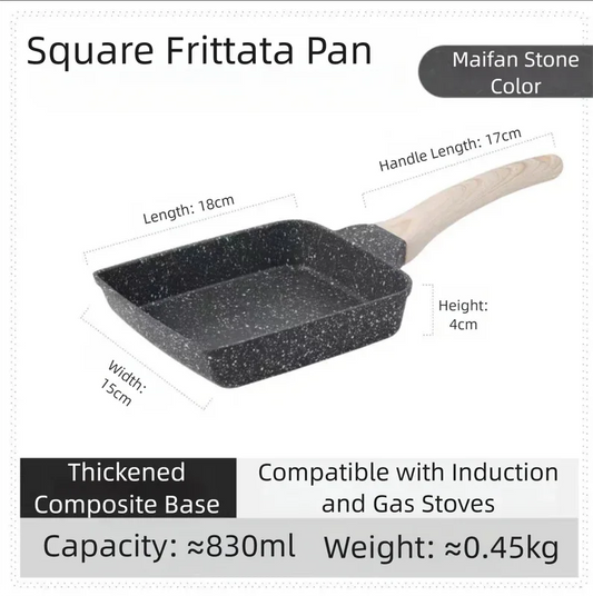 Black Rectangular Non-Stick Frying Pan 19×14×4cm - Open, Induction & Gas Compatible - Mekamart Australia