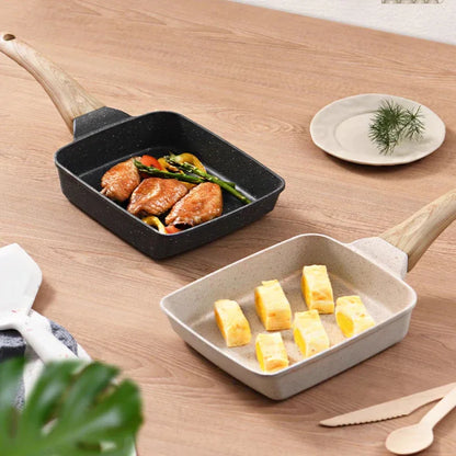 Black Rectangular Non-Stick Frying Pan 19×14×4cm - Open, Induction & Gas Compatible - Mekamart Australia