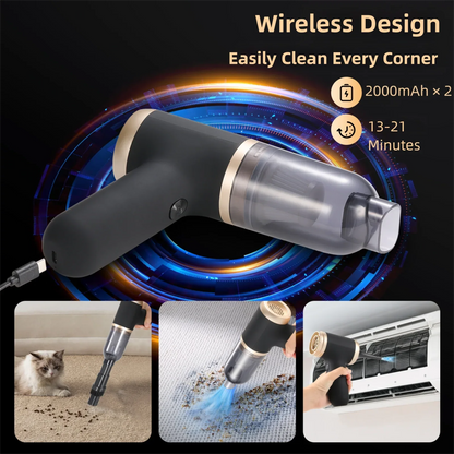 Black Portable 2-in-1 Cordless Vacuum Duster Kit with 2 Attachments - Mekamart Australia