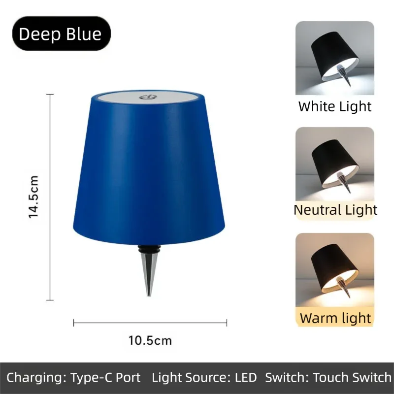 Deep-Blue Cordless Tri-Color Wine Bottle LED Lamp - Mekamart Australia