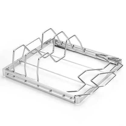2-Pack Foldable Stainless Steel Rib Racks(26.6 x 22.2 x 2.3 cm) - Mekamart Australia