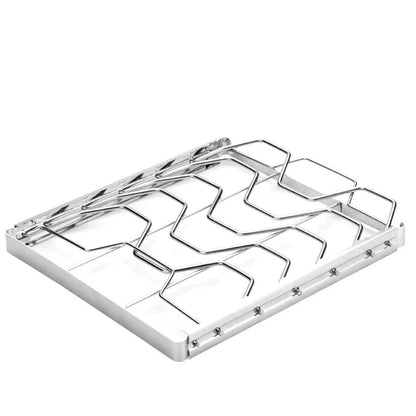 2-Pack Foldable Stainless Steel Rib Racks(26.6 x 22.2 x 2.3 cm) - Mekamart Australia